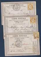 Cérès - 3  Cartes  Avec 15c - 1871-1875 Cérès