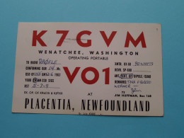 K7GVM - Wenatchee, Washington / VO1 Placentia Newfoundland ( Radio / QSL ) 1963 Amsterdam ( See SCANS ) ! - Andere & Zonder Classificatie