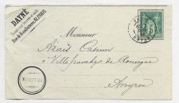 SAGE 5C N° 75 DEVANT LETTRE FRONT COVER DAGUIN ESSAI PARIS DEPART 3 SEPT 1884 - Maschinenstempel (Werbestempel)