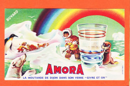 06182 / ⭐ ◉ AMORA Moutarde De DIJON 21-Cote D'Or-Dans Son Verre GIVRE Et OR-Esquimaux Ours Blanc Phoque Buvard-Blotter - Mostaza