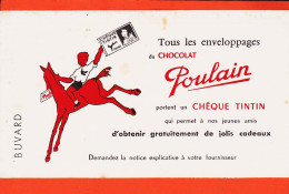 06212 / Chocolat POULAIN Chèque TINTIN Tous Les Enveloppages Buvard-Blotter - Chocolade En Cacao