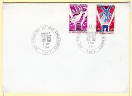 06015 / ⭐ ◉ Enveloppe Avec Cachet Commémoratif  Exposition Philatélique Des Deux Anniversaires PARIS 11 Novembre 1969 - Commemorative Postmarks