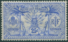 New Hebrides French 1911 SGF14 25c Ultramarine Weapons Idols MH - Andere & Zonder Classificatie
