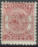 Tonga 1892 SG12 4d Chestnut Coat Of Arms Part Gum MNH - Tonga (1970-...)