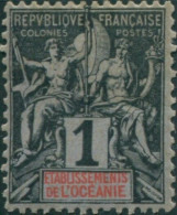 French Oceania 1892 SG1 1c And Red On Blue Navigation And Commerce MH - Autres & Non Classés