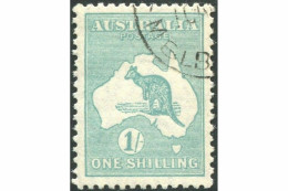 Australia 1929 Sc#98,SG109 Kangaroo 1/- Blue-green SMW With Gum CTO - Sonstige & Ohne Zuordnung