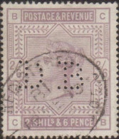 Great Britain 1883 SG178 2/6d Lilac Queen Victoria With DB Perfin FU - Otros & Sin Clasificación