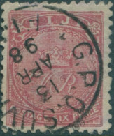 Fiji 1896 SG57 6d Dull Rose Crown And VR P11 FU - Fiji (1970-...)