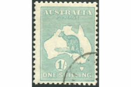 Australia 1929 Sc#98,SG109 Kangaroo 1/- Blue-green Small Multiple Wmk Gum CTO - Sonstige & Ohne Zuordnung