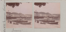 LUCERNE Août 1900 - Le Port, Les Quais N°132 - Photo Stéréoscopique Collection C.FÉDIT - Stereoscopio