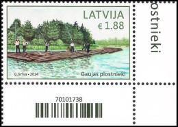 Latvia Lettland Lettonie 2024 (06) Cultural Heritage - Rafters Of Gauja (corner Stamp) - Latvia