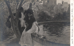 PAINTING, FINE ARTS, SALON DE 1909, SUR LE BORD, P. RIBERA, FOUNTAIN, MAND AND WOMAN, ON THE EDGE, FRANCE, POSTCARD - Paintings