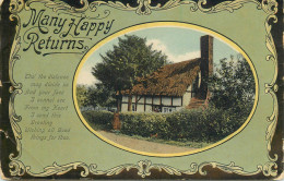 Many Happy Returns Greetings Typical British Cottage - Geburtstag