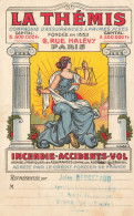 LA THEMIS Cie Assurances 6 Rue Hélévy Paris 9ème * CPA Publicitaire Illustrateur Art Nouveau Jugendstil * Femme Balance - District 09