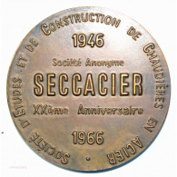 Médaille VULCAIN Ste SECCACIER 20è ANNIVERSAIRE 1946-1966 - Monarchia / Nobiltà