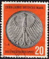 RFA Poste Obl Yv: 162 Mi:291 Zehn Jahre Deutsche Mark (cachet Rond) - Used Stamps