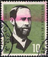 RFA Poste Obl Yv: 131 Mi:252 Heinrich Hertz 1857-1957 Physicien (cachet Rond) Traces Rouges - Used Stamps