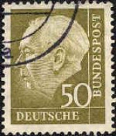 RFA Poste Obl Yv: 127 Mi:261x Bundespräsident Theodor Heuss (18x22) (cachet Rond) - Usati