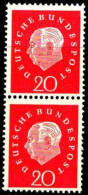 RFA Poste N** Yv: 175 Mi:304 Theodor Heuss Deutscher Bundespräsident Paire - Unused Stamps