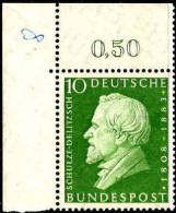 RFA Poste N** Yv: 167 Mi:293 Hermann Schulze Delitzsch Juriste Allemand Coin D.feuille - Unused Stamps