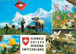 Animaux - Vaches - Suisse - Multivues - Cerf-Volant - Voir Timbre - Fleurs - CPM - Voir Scans Recto-Verso - Cows