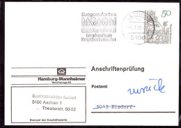 604274 | Seltene Anschriftenprüfung Der Hamburg - Mannheimer Versicherung, Martin Luther  | Aachen (W - 5100), -, - - Briefe U. Dokumente