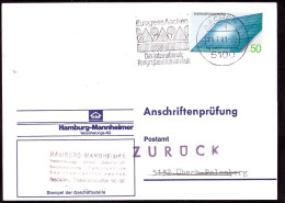 604269 | Seltene Anschriftenprüfung Der Hamburg - Mannheimer Versicherung, Sonne, Energie  | Aachen (W - 5100), -, - - Covers & Documents