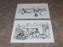 75745-         9,5 X 13,5 CM. - 2 DOUBLE CARDS, ILLUSTRATIONS ANTON PIECK - Pieck, Anton