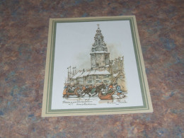 75750-         9,5 X 13,5 CM. - DOUBLE CARD, ILLUSTRATION  ANTON PIECK / HARINGPAKKERSTOREN, AMSTERDAM - Pieck, Anton