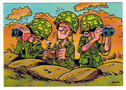 CARTE HUMORISTIQUE MILITAIRE " JEAN POC " [ MILITAIRE CASQUE JUMELLE BIÈRE ] (1022)_CP363 - Humor