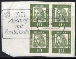 Berlin Poste Obl Yv:181 Mi:202 Albrecht Dürer Peintre Bloc De 4 Sur Fragment (TB Cachet Rond) - Used Stamps