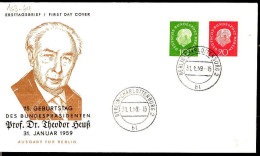 Berlin Poste Obl Yv:163/164 Theodor Heuss Deutscher Bundespräsident (TB Cachet à Date) Fdc Berlin 31-1-59 - 1948-1970