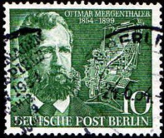 Berlin Poste Obl Yv:105 Mi:117 Ottmar Mergenthaler Inventeur De La Linotype (Beau Cachet Rond) - Oblitérés