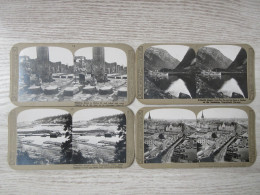 PHOTO STEREOSCOPIQUE -SUEDE,NORVEGE, ITALIE - Lot De 4 Vues Sur Carton épais - Stereoscopic