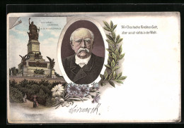 Lithographie Bismarck, Nationaldenkmal A. D. Niederwald  - Historische Persönlichkeiten