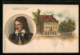 AK Friedrich Rückert, 1788-1866, Wohnhaus  - Ecrivains