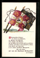 AK Altpreussische Fahnen D. Inf.-Rgt. No. 17 Von Treskow & Inf.-Rgt. No. 2 Von Küchel, Deutsche Volkspartei  - Weltkrieg 1914-18