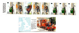 Isle Of Man, MNH, Booklet, Michel 360 III, 457, 458, H-Blatt 25, Railways - Man (Ile De)