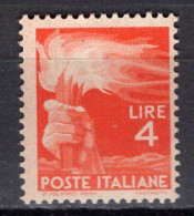 Y0012 - ITALIA Ss N°554 - ITALIE Yv N°492 ** DEMOCRATICA - 1946-60: Nieuw/plakker