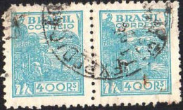 Brésil Poste Obl Yv: 386 Mi:614yI Agriculture (TB Cachet Rond) Dents Courtes Paire - Usados