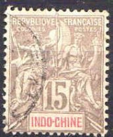 Indochine Poste Obl Yv: 19 Mi:19 Groupe Allégorique Mouchon (cachet Rond) - Usados