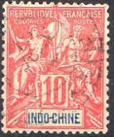 Indochine Poste Obl Yv: 18 Mi:18 Groupe Allégorique Mouchon (Beau Cachet Rond) - Used Stamps