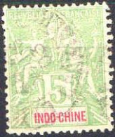 Indochine Poste Obl Yv: 17 Mi:17 Groupe Allégorique Mouchon (Beau Cachet Rond) - Gebraucht