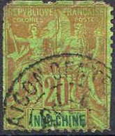 Indochine Poste Obl Yv:  9 Mi:9 Groupe Allégorique Mouchon (Dents Courtes) - Used Stamps
