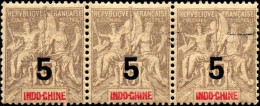 Indochine Poste N** Yv: 22 Mi:22 Groupe Allégorique Mouchon 3 Se Tenant - Unused Stamps