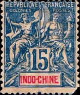 Indochine Poste N* Yv:  8 Mi:8 Groupe Allégorique Mouchon (sans Gomme) Dents Courtes Bas Droit - Unused Stamps