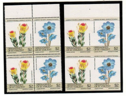 ST.VINCENT - 1985 $2 'Flowers' U/M Se-tenant Pair IMPERFORATE PLATE PROOF, Block 4v,MNH (**) VERY RARE - St.Vincent (1979-...)