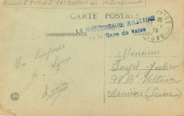 CACHET DU COMMISSAIRE MILITAIRE DE LA GARE DE VAISE (RHONE) - Guerre De 1914-18