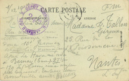 CACHET DU DEPOT COMMUN DU 24E REGIMENT D'INFANTERIE DU 1.12.1917 A BERNAY (EURE) - WW I