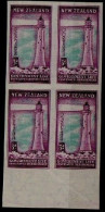 NEW ZEALAND - 1947 3d 'Eddystone Lighthouse' IMPERFORATE PLATE PROOF, Block 4v,MNH (**) VERY RARE - St.Vincent (1979-...)